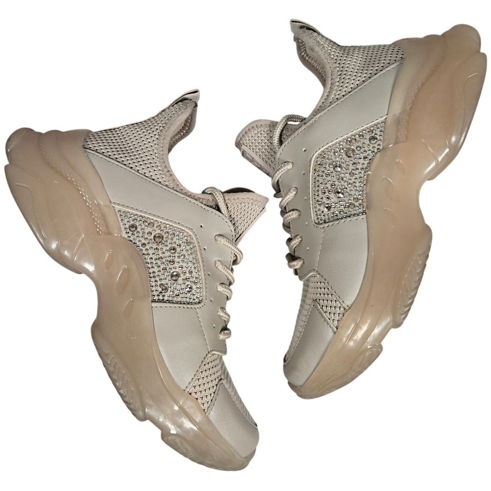 Steve Madden Women's Vance Beige Rhinestone Chunky Sole Sneakers Shoes Size 6.5‎